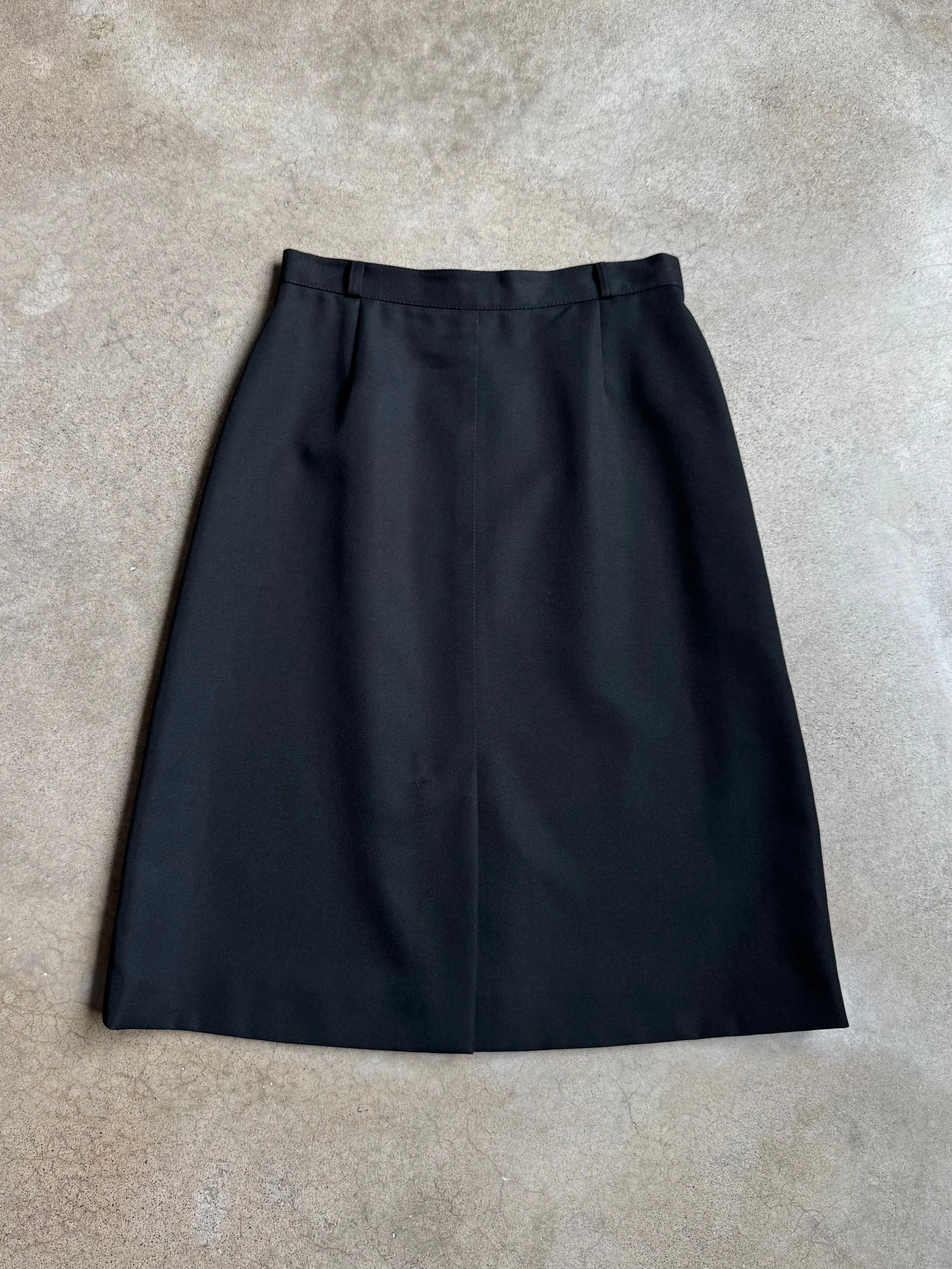70s Vintage Black Split Hem High Waisted Skirt (W26")