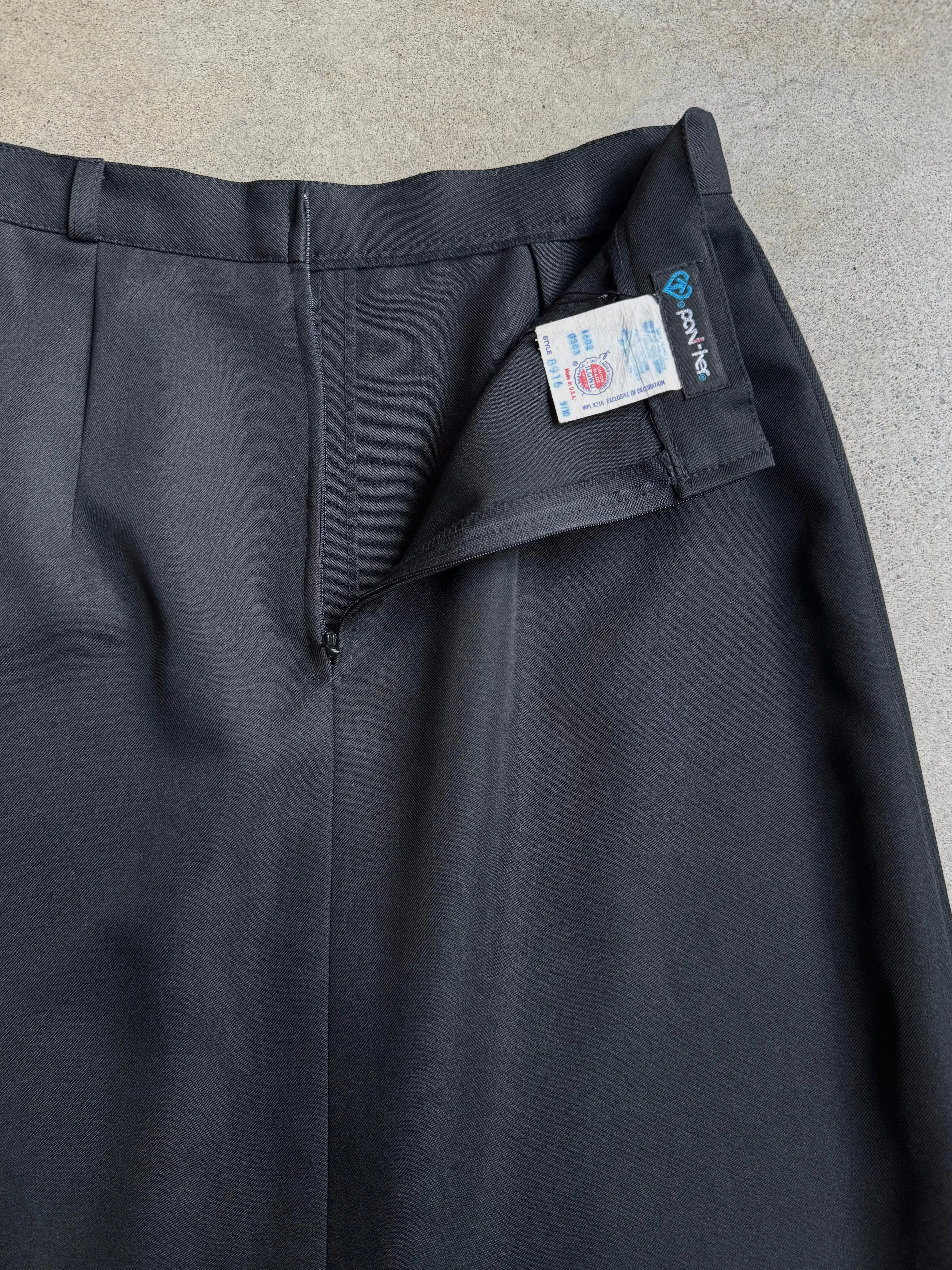 70s Vintage Black Split Hem High Waisted Skirt (W26")