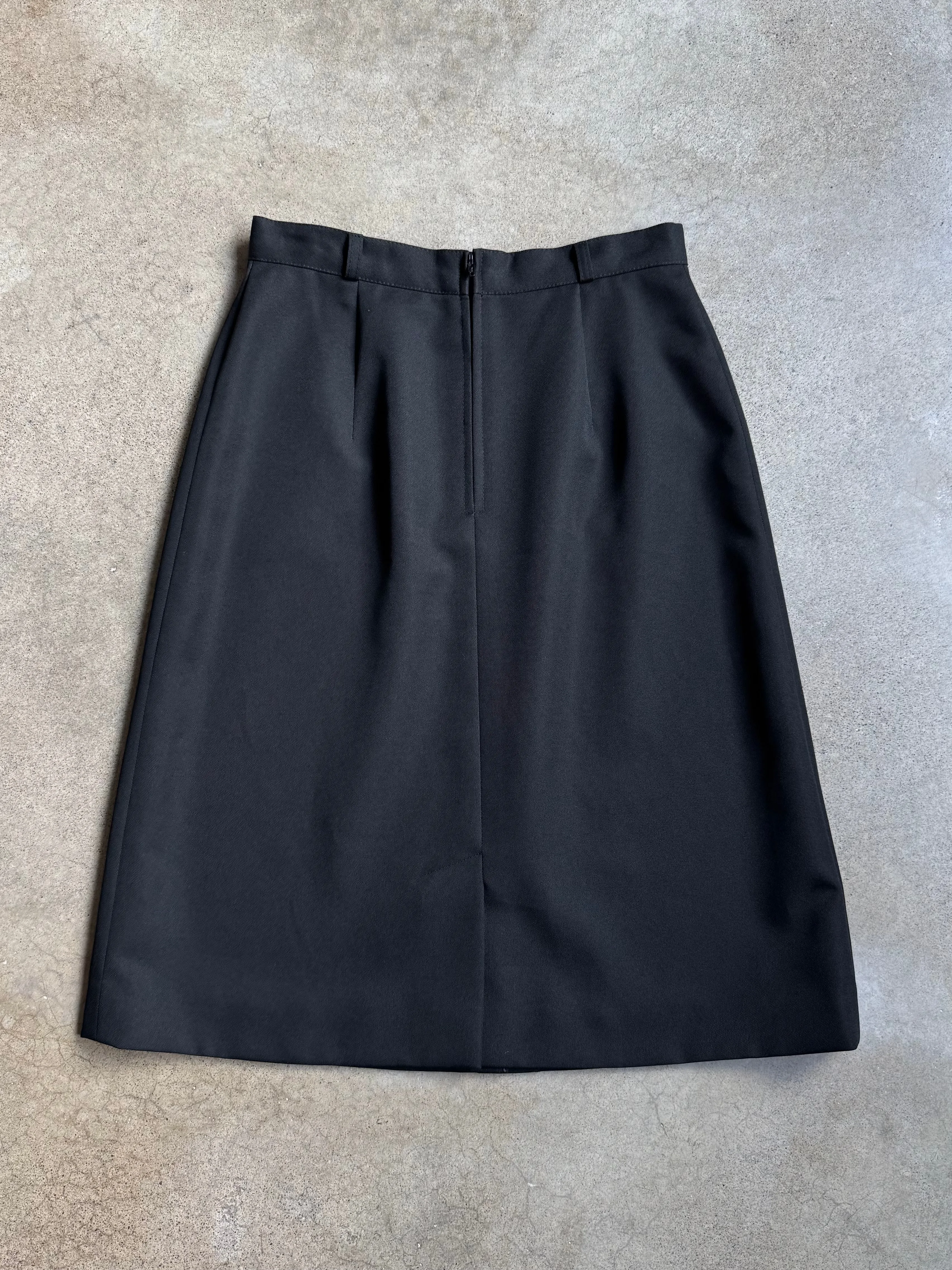 70s Vintage Black Split Hem High Waisted Skirt (W26")