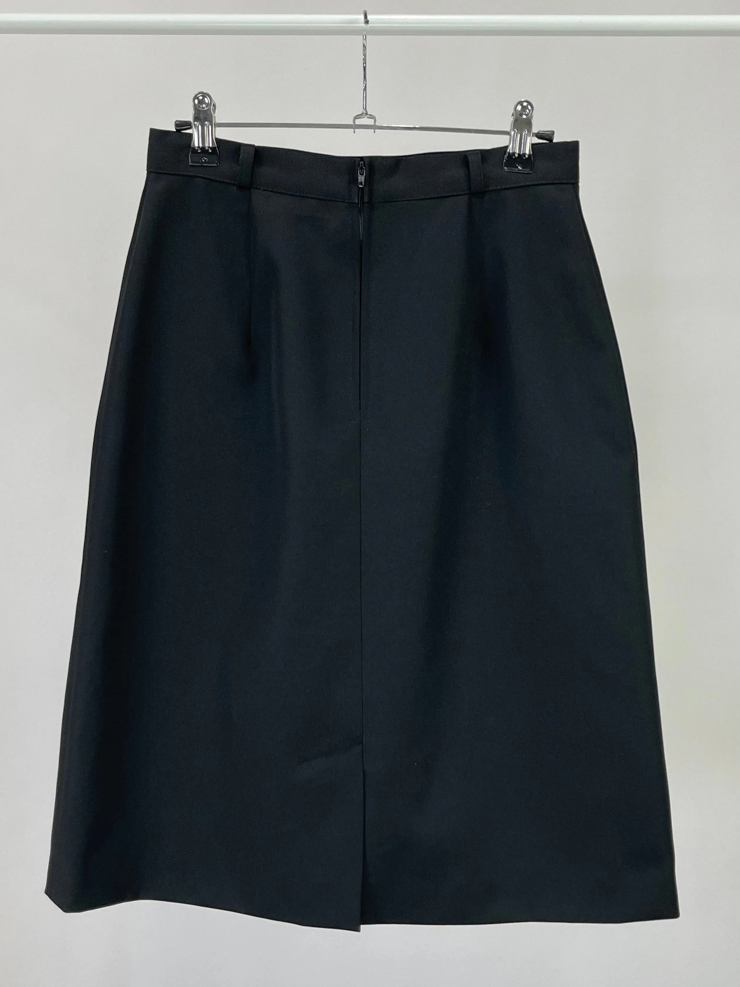 70s Vintage Black Split Hem High Waisted Skirt (W26")