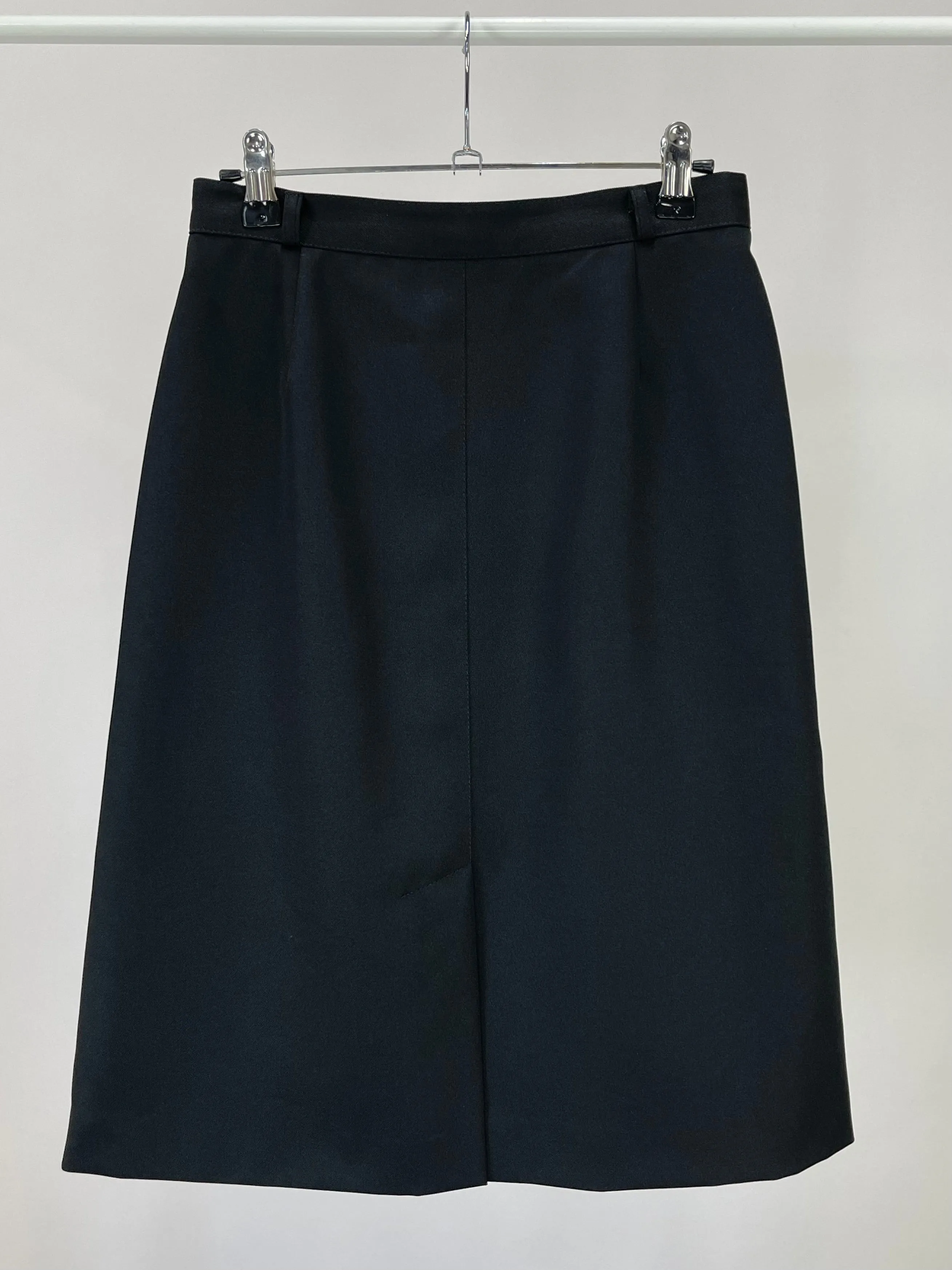 70s Vintage Black Split Hem High Waisted Skirt (W26")