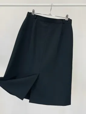 70s Vintage Black Split Hem High Waisted Skirt (W26")