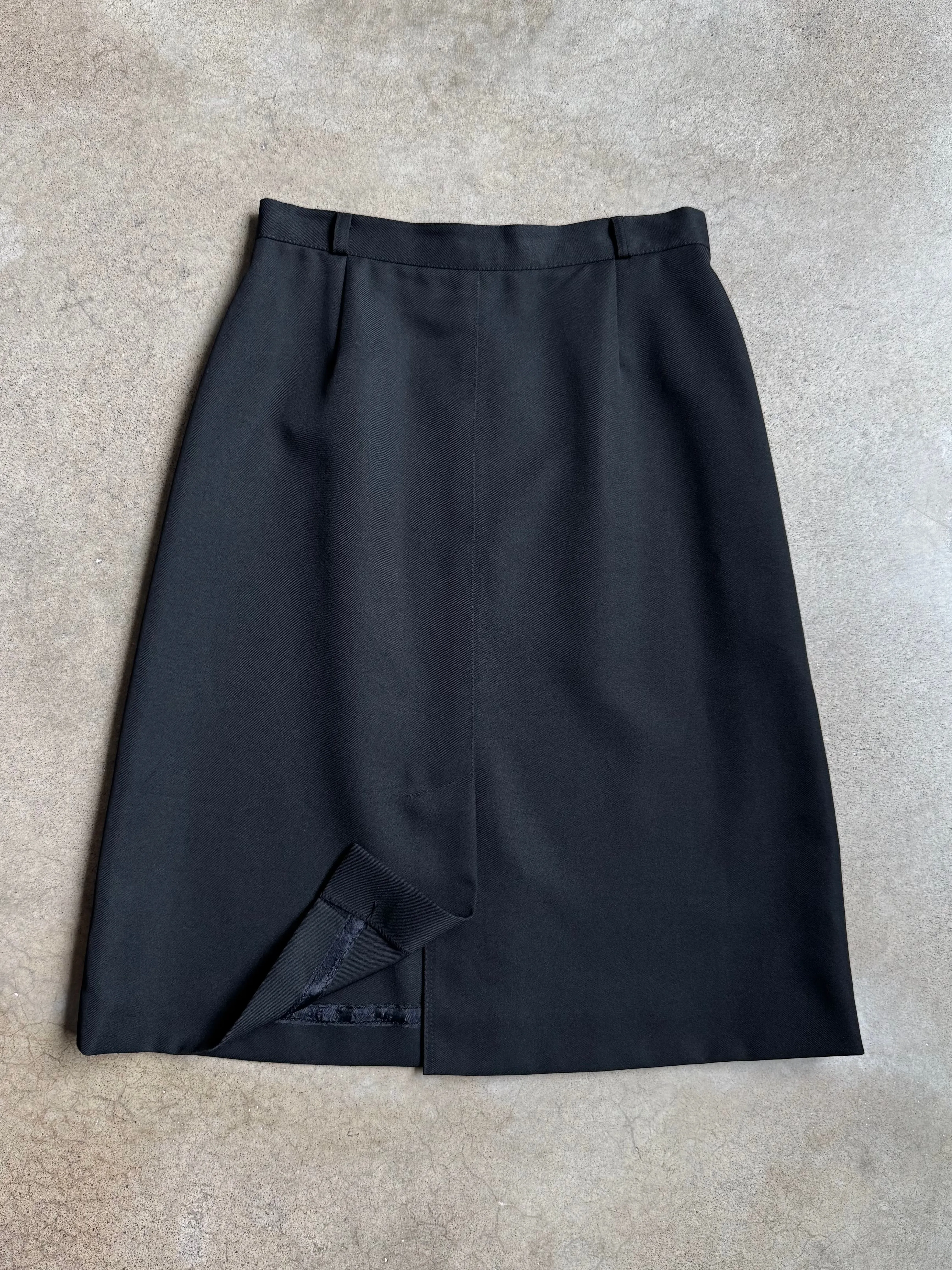 70s Vintage Black Split Hem High Waisted Skirt (W26")