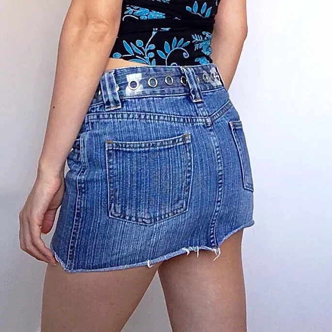 90S Y2K LOW WAIST WAISTED MINI JEANS DENIMS SKIRT