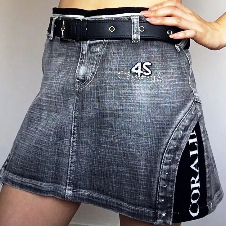 90S Y2K MID TO LOW WAIST WAISTED MINI JEANS DENIMS SKIRT