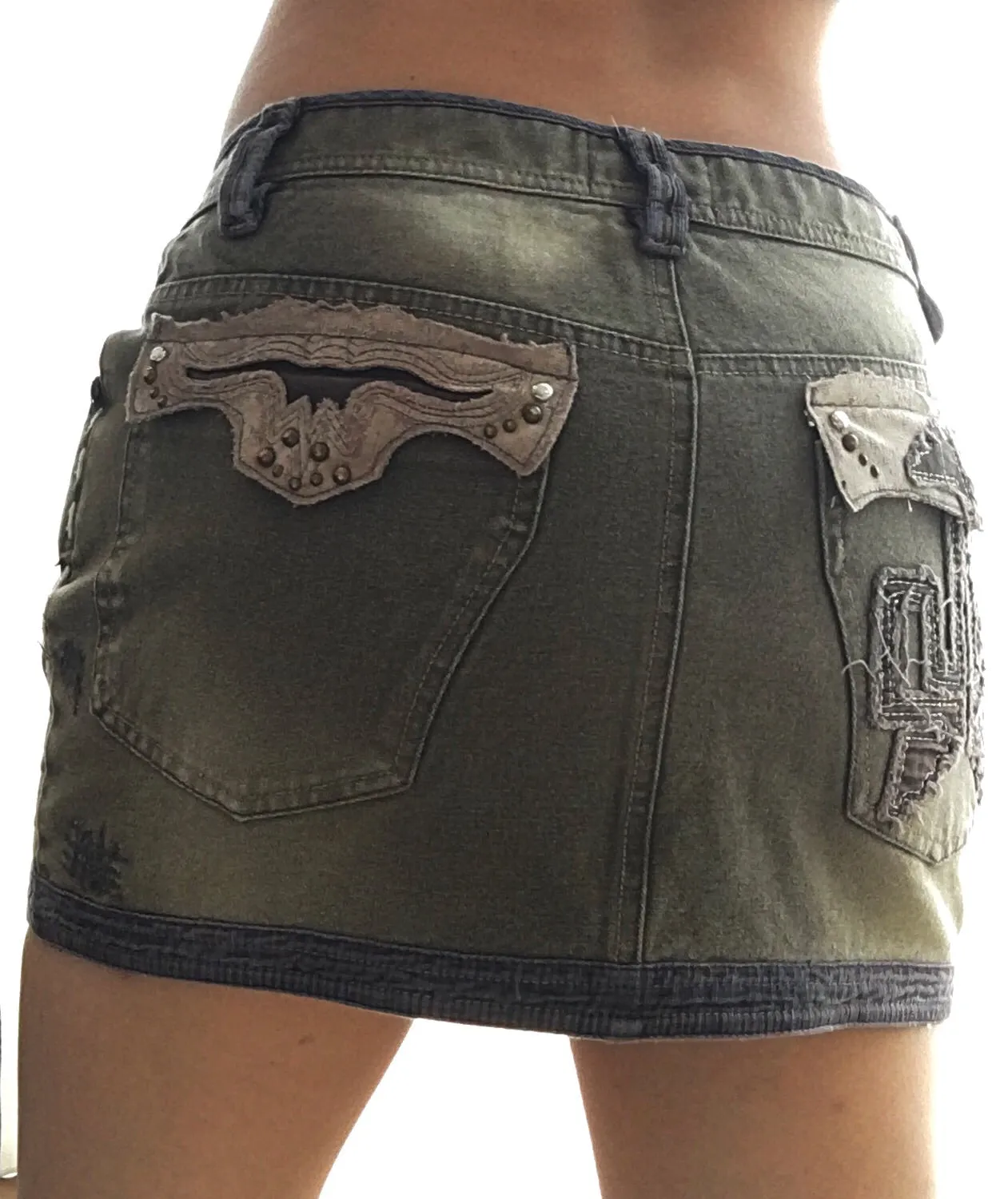 90S Y2K MID TO LOW WAIST WAISTED MINI JEANS DENIMS SKIRT