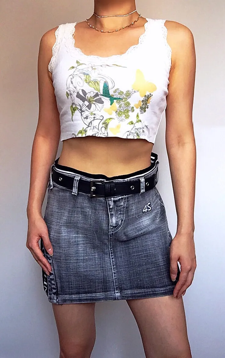 90S Y2K MID TO LOW WAIST WAISTED MINI JEANS DENIMS SKIRT