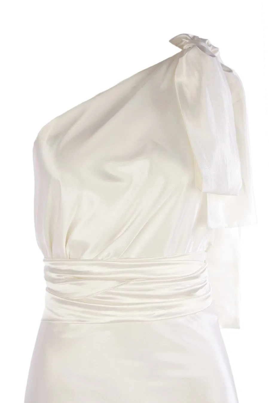Caprice One Shoulder Low Back Gown