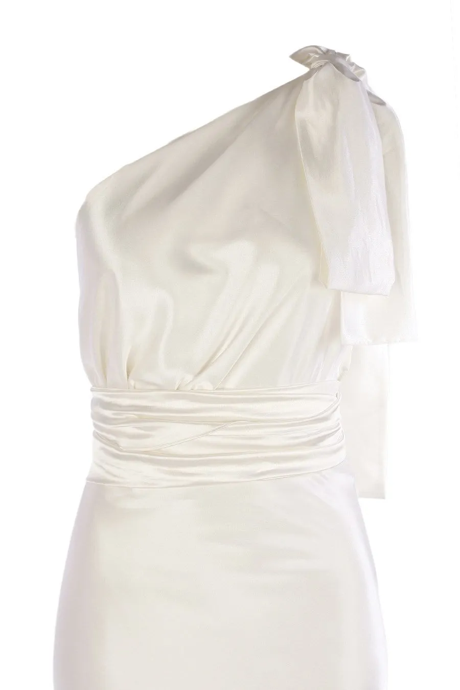 Caprice One Shoulder Low Back Gown