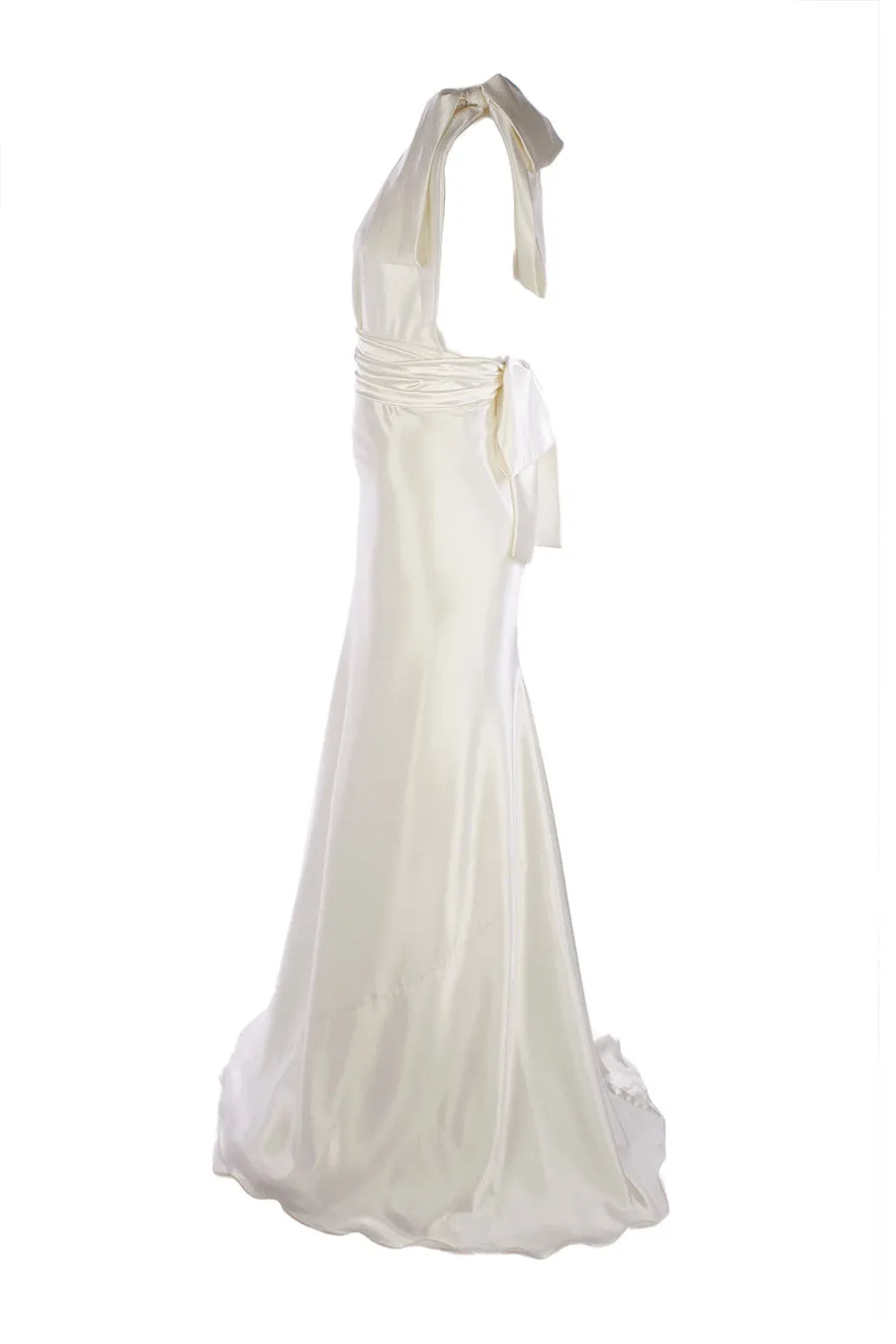 Caprice One Shoulder Low Back Gown