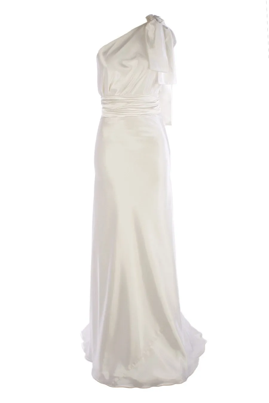 Caprice One Shoulder Low Back Gown