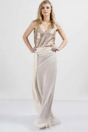 Cecilia Sequin Bodice Low Back Gown in Pollen