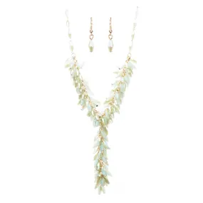 Classic Stylish Beautiful Formica Y Drop Simple Statement Necklace Set Green