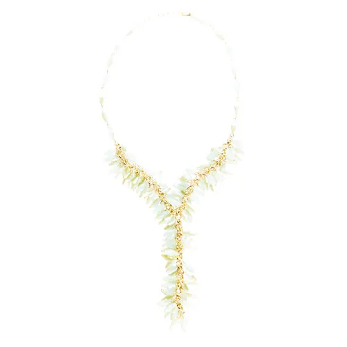 Classic Stylish Beautiful Formica Y Drop Simple Statement Necklace Set Green