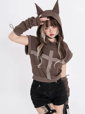 Doberman Top Carbon Sleeveless Hooded