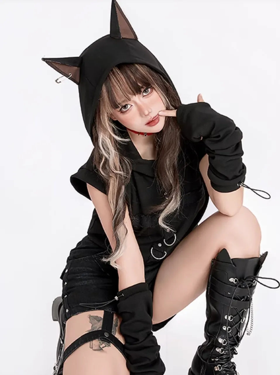 Doberman Top Carbon Sleeveless Hooded