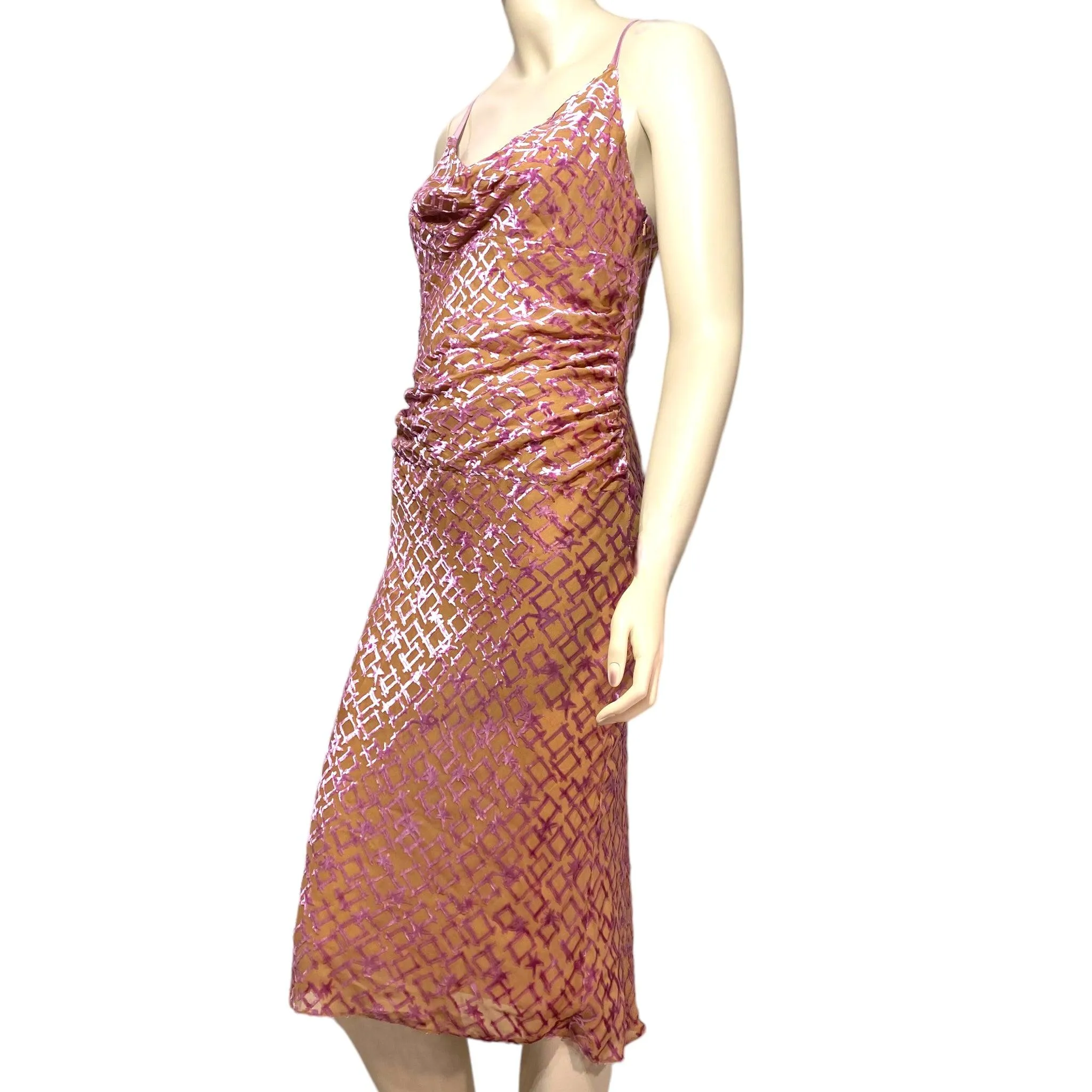 Dreamy Pink Silk Backless Cowl Neck Gown