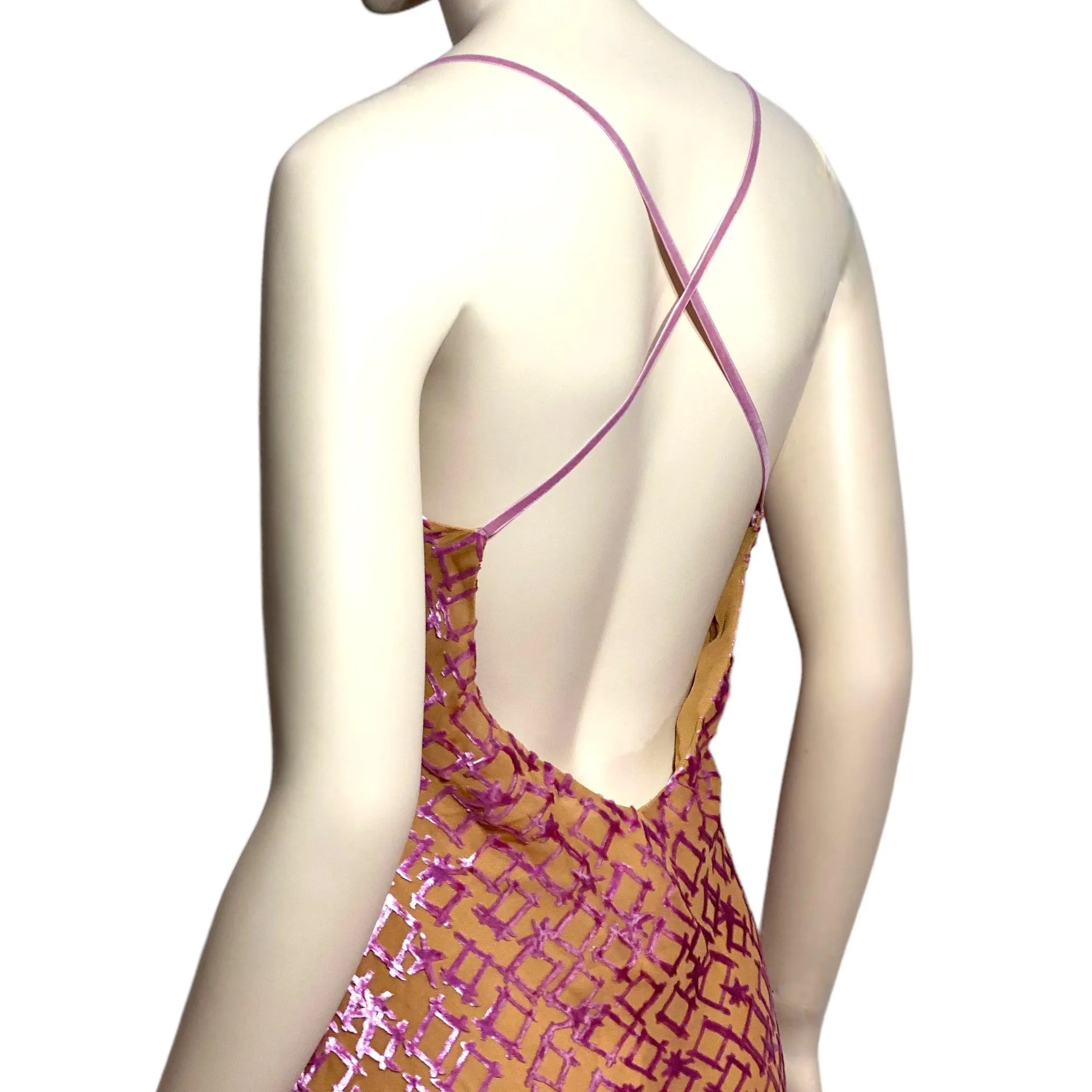 Dreamy Pink Silk Backless Cowl Neck Gown
