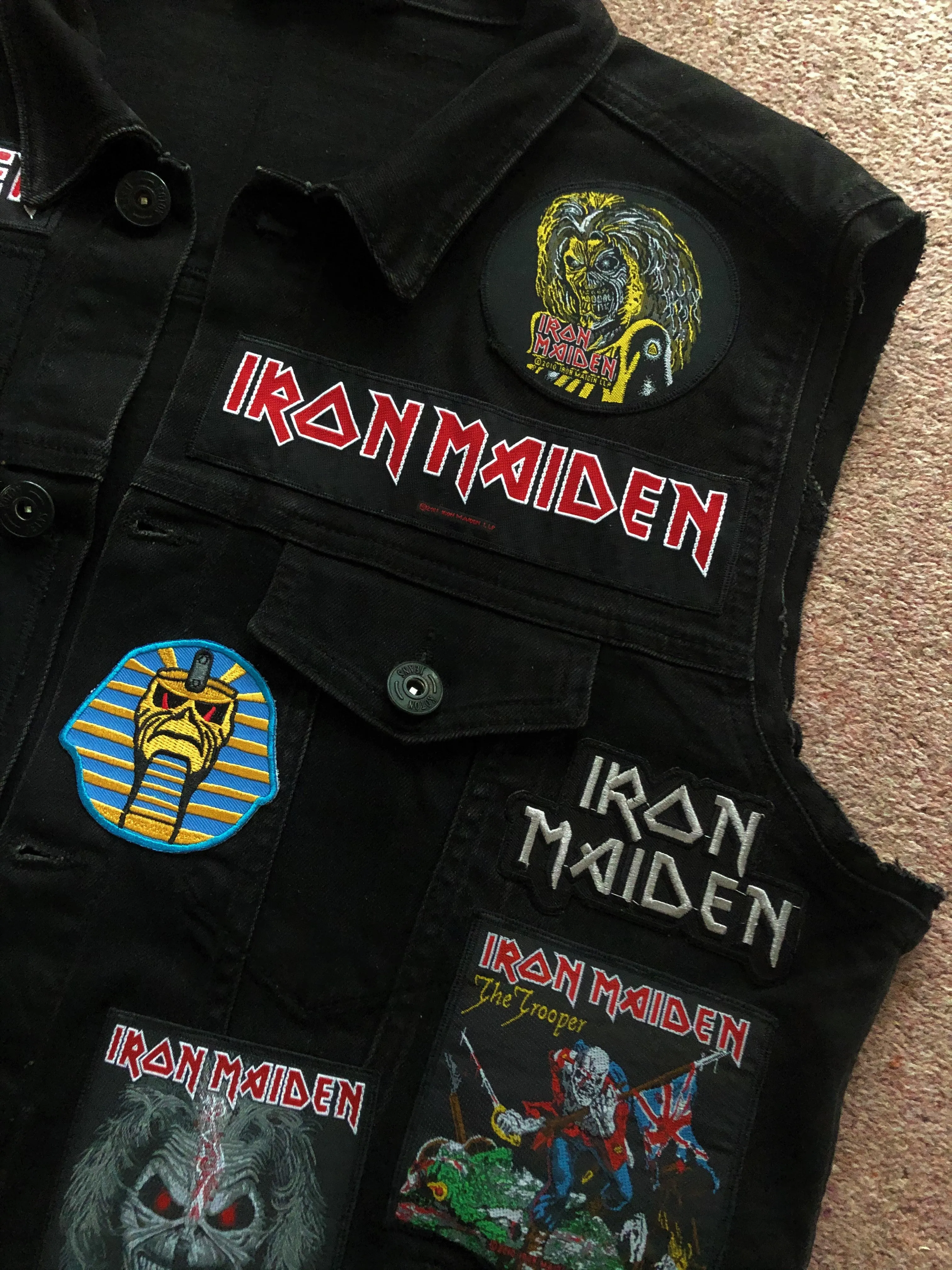 Fully Laden Iron Maiden: Trooper Black Ops Edition Patch Denim Cut-Off Battle Jacket