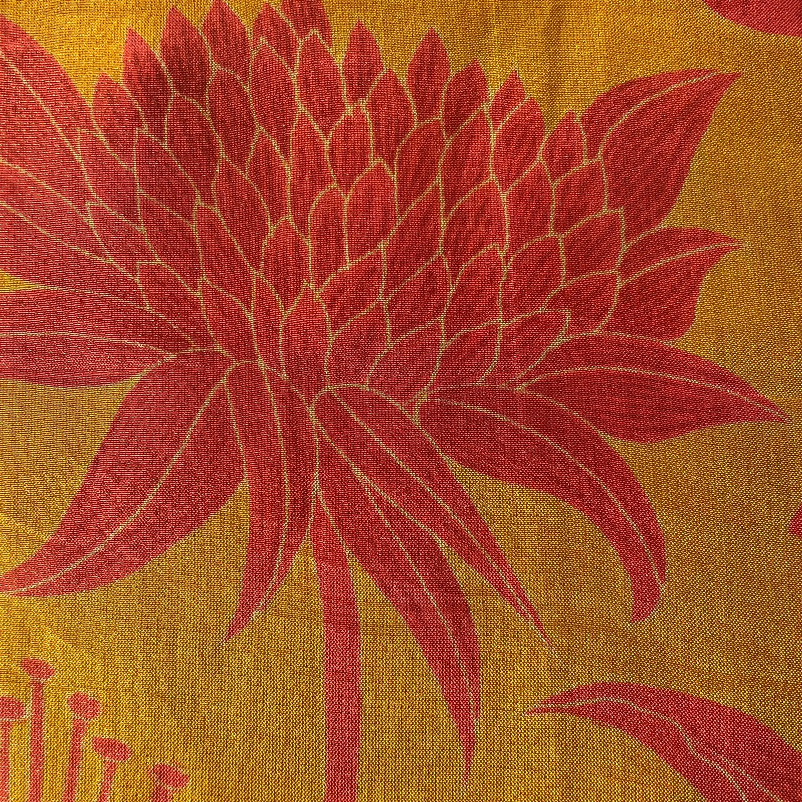 Mustard Floral Cutdana Embroidery Tissue Fabric 17986