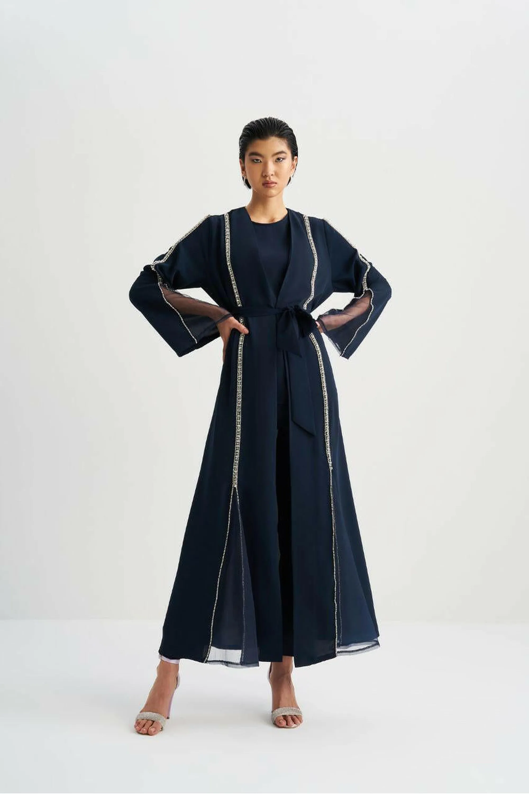 Nadia Islamic Wedding Abaya - Gorgeous Details' - Embellished SHEER Abaya - Long Sleeves