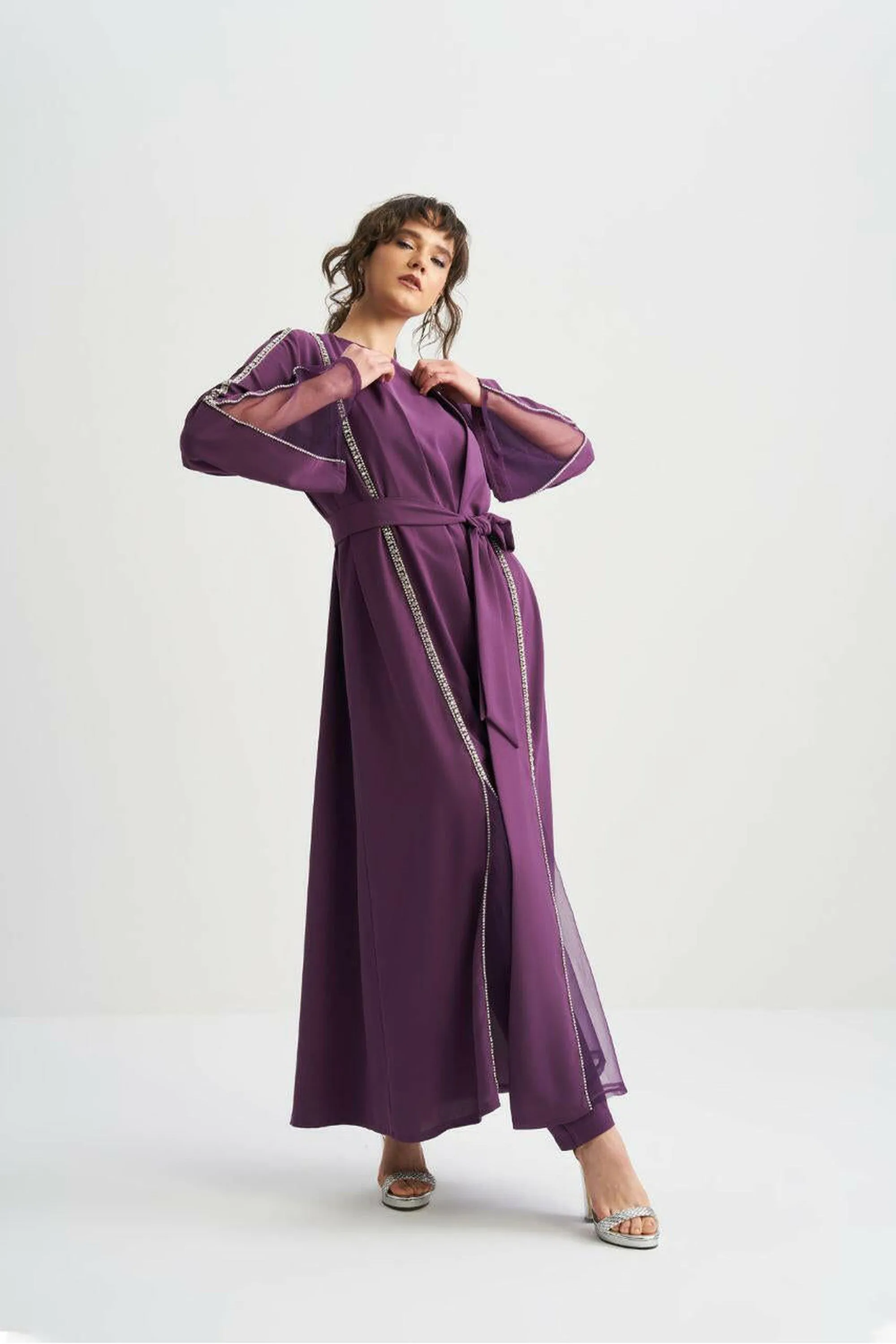 Nadia Islamic Wedding Abaya - Gorgeous Details' - Embellished SHEER Abaya - Long Sleeves