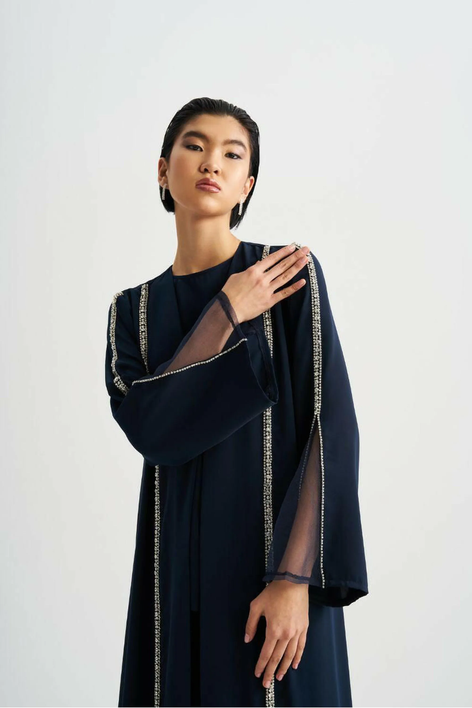 Nadia Islamic Wedding Abaya - Gorgeous Details' - Embellished SHEER Abaya - Long Sleeves