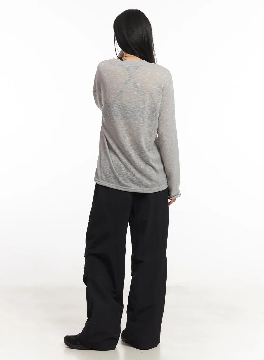 Pintuck Pocket Wide-Fit Sweatpants CA504