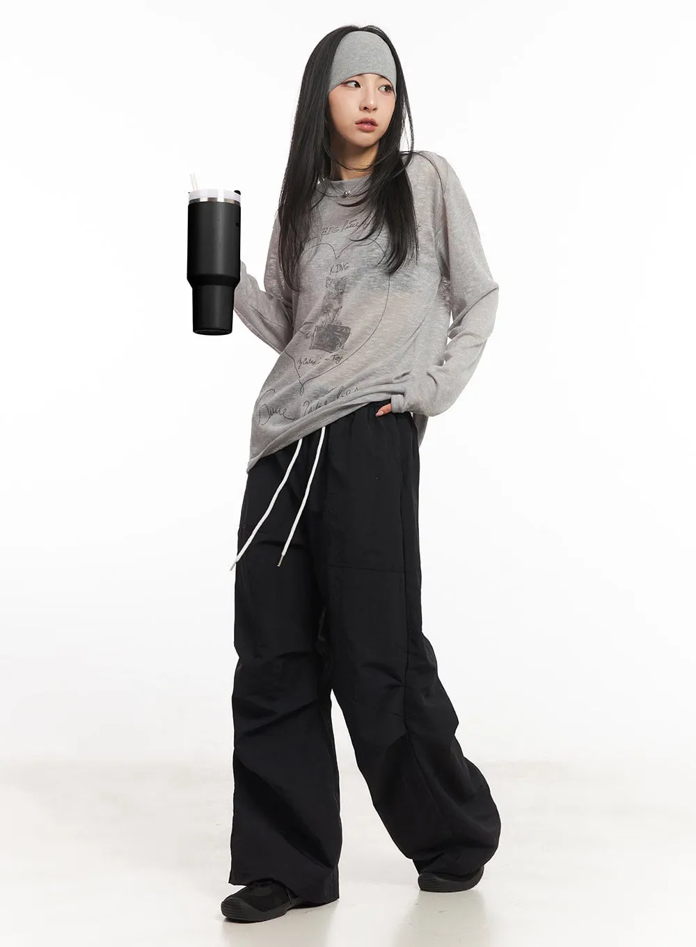 Pintuck Pocket Wide-Fit Sweatpants CA504