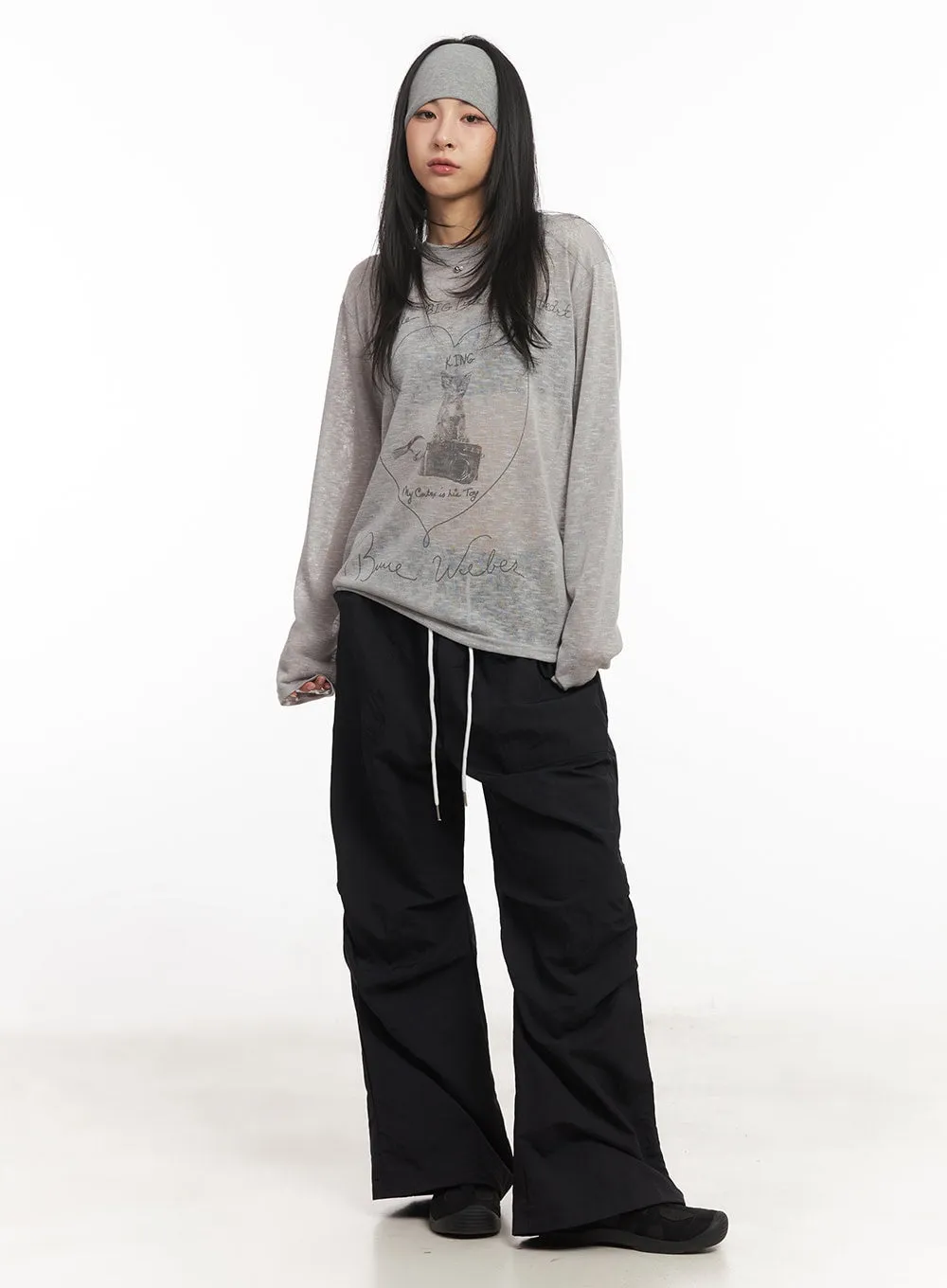 Pintuck Pocket Wide-Fit Sweatpants CA504