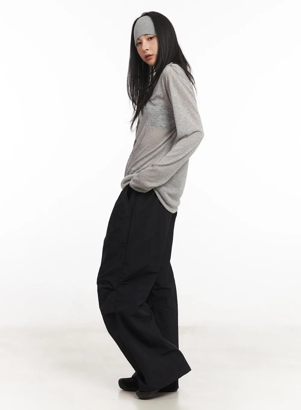 Pintuck Pocket Wide-Fit Sweatpants CA504