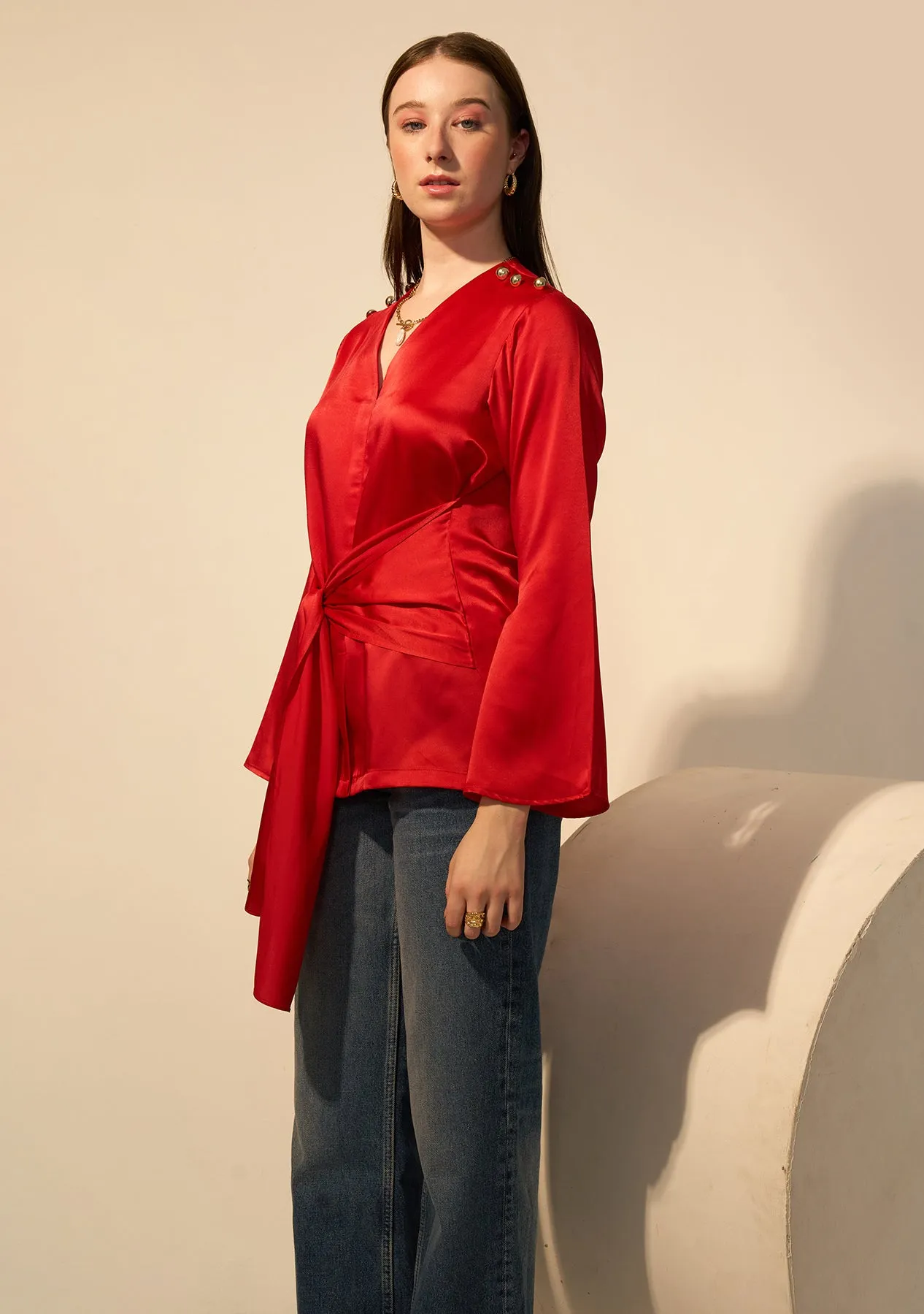 Satin Long Sleeves Blouse for Women