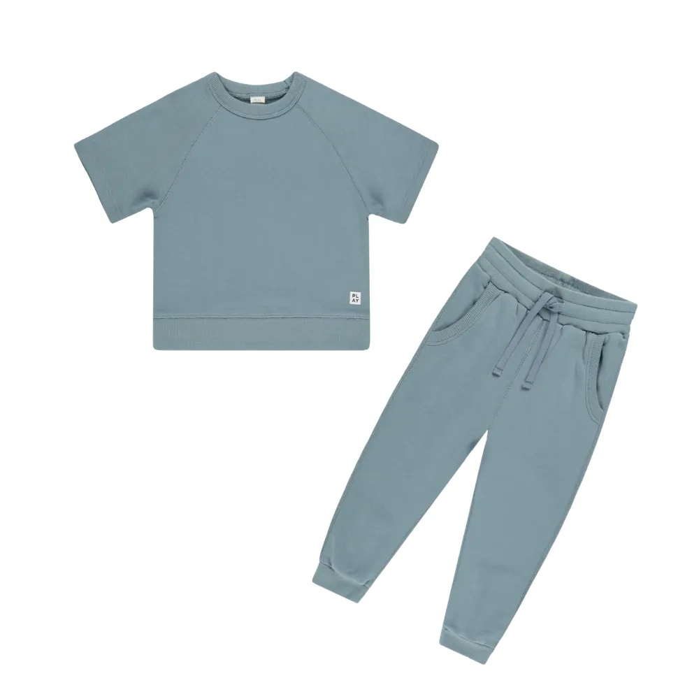 Short Sleeve Sweatshirt & Sweatpants Set | Ocean