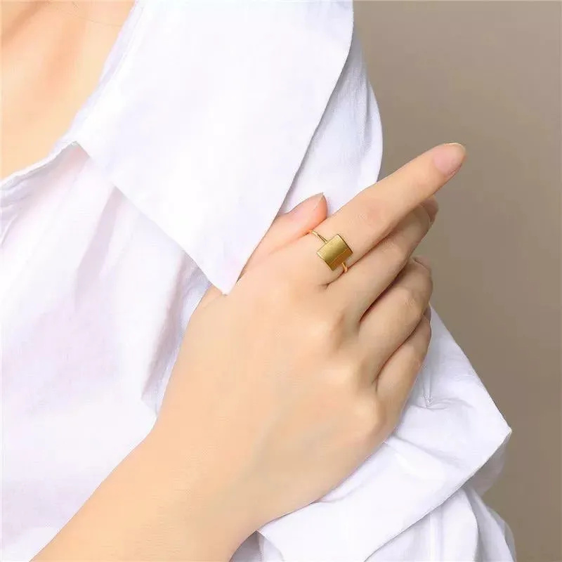 Square Midi Ring - Stainless Steel