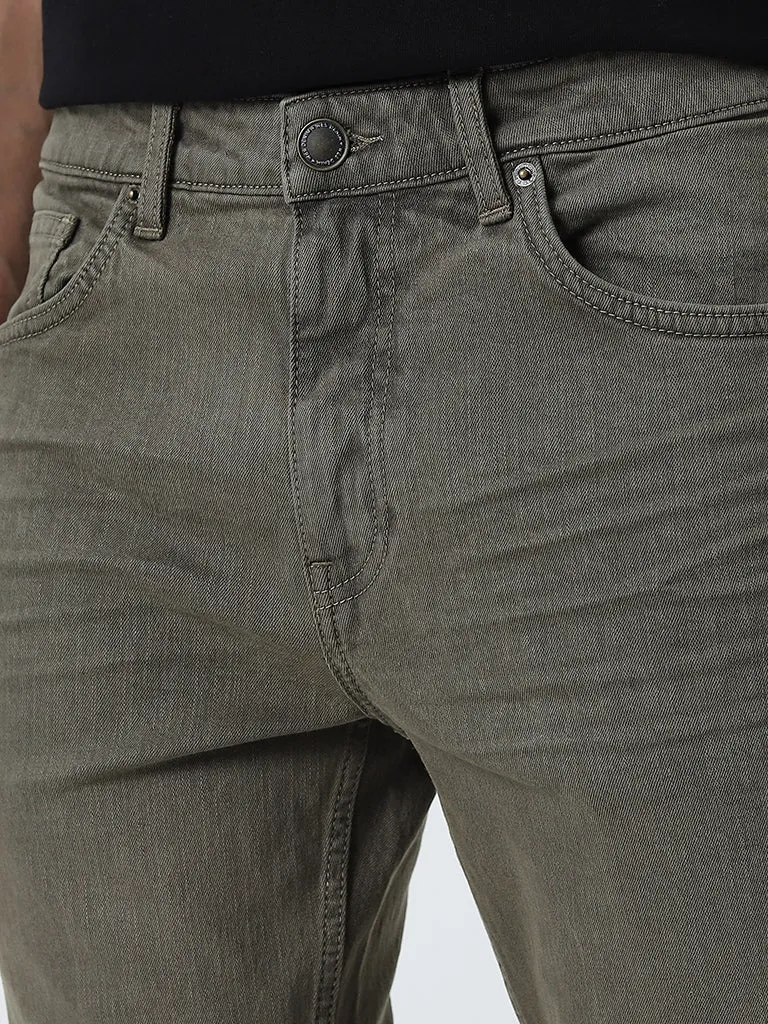 WES Casuals Sage Faded Slim-Fit Mid-Rise Jeans