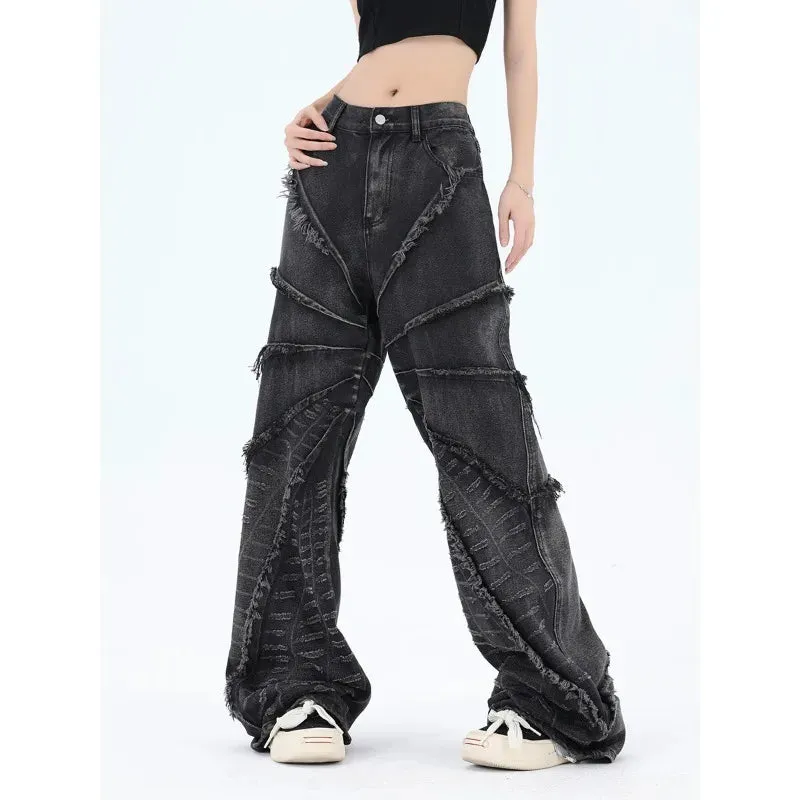Y2K Vintage-Denimhose für Damen mit Oversize-Schnitt