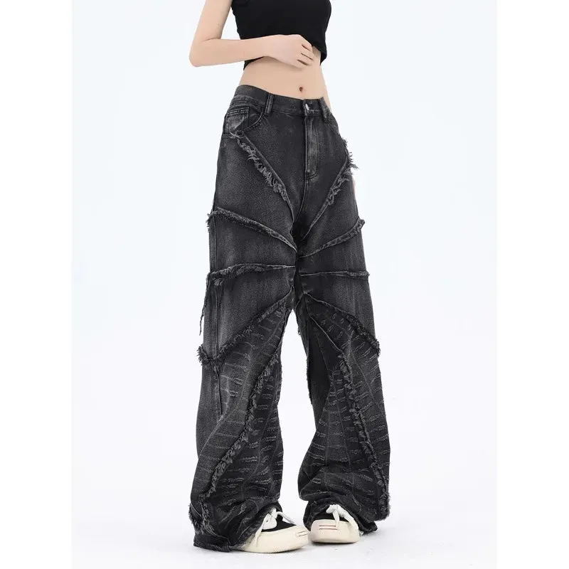 Y2K Vintage-Denimhose für Damen mit Oversize-Schnitt